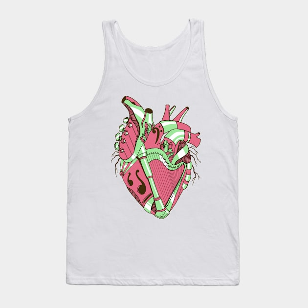 Pink Mint No 2 Musical Heart Tank Top by kenallouis